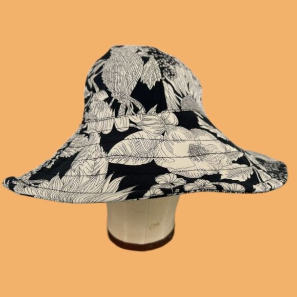 Liberty Of London For Target Sunflower Print Floppy  Sun Hat Black & White - Picture 1 of 10